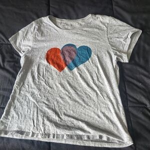 Heart Graphic T-Shirt - Gray, Red, Blue, Purple L